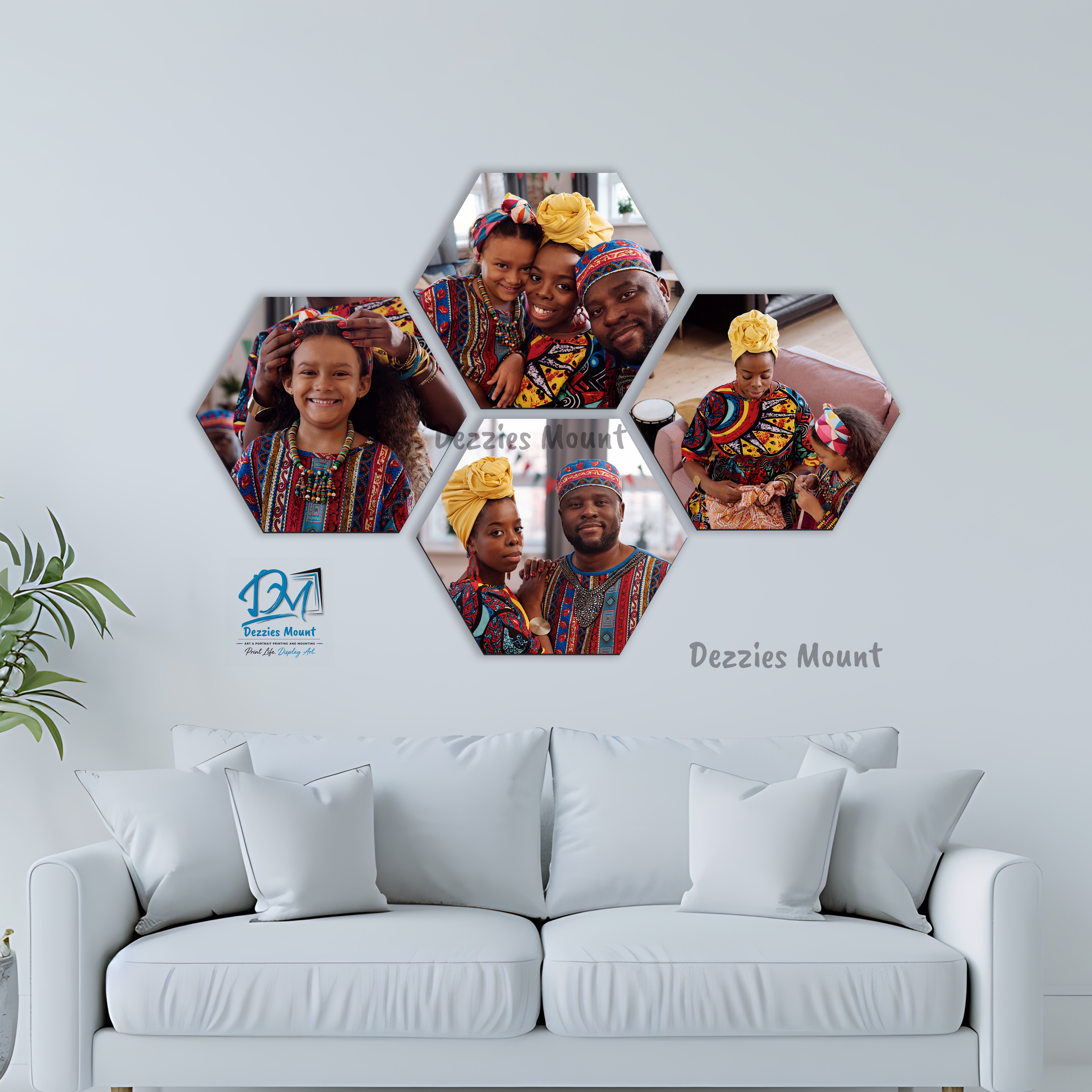 Four Hexagon Photo Mounts Kenya